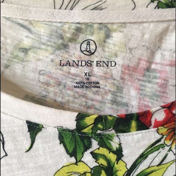 Lands End floral cotton tshirt size XL 18 - Picture 4 of 4
